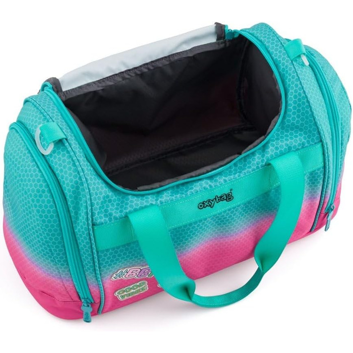 Спортивна сумка Kinder з відділенням для взуття, 2 бічними кишенями, регульованим плечовим ременем, 100% поліестер, 45×28×22 см, рожева