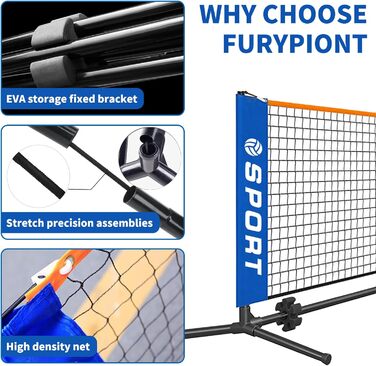 Набір для піклболу: сітка, 2 ракетки, 8 м'ячів, сумка - для дітей та початківців