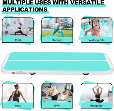 Надувна гімнастична килимок, 2м/3м/4м/5м/6м, 10см, для фітнесу, йоги, танців, сімейного відпочинку (зелений, 3м*1м*0.1м)