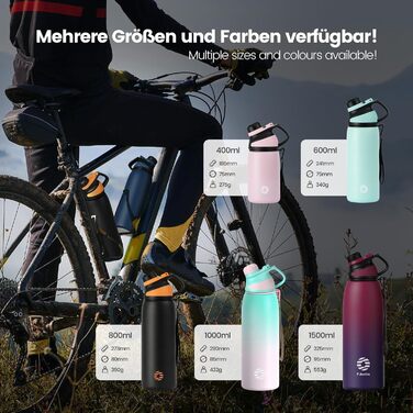 Термобутилка Fjbottle з нержавіючої сталі для води та напоїв, магнітна кришка, об'єм 400/600/800/1000/1500 мл, спортивна, герметична, без BPA, для дітей та дорослих, підходить для газованої води, школа, спорт, фітнес