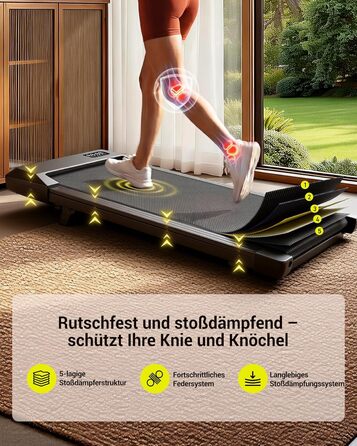 Складана бігова доріжка MJWW Raceable Walking Pad з нахилом 6-9%, потужність 2.5/3.0 HP, керування через додаток, AI-тренування, LED-дисплей, Jet Black 90 см, для дому та офісу