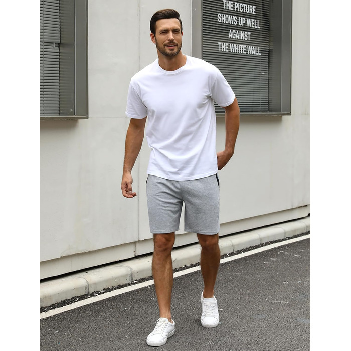 Чоловічі літні спортивні шорти Activewear з бавовни, легкі повсякденні шорти-джогери з кишенями на блискавці, сірі, розміри S-XXL