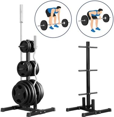 Стійка для гантелей Yaheetech - дерев'яний підсвічник для гантелей, стійка для ваги з 6 стієк, 28 мм, сталь, максимальне навантаження 400 кг