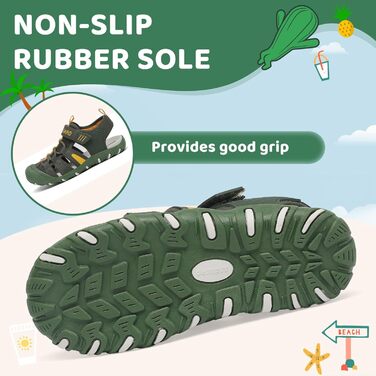 Сандалі дитячі SAGUARO для хлопчиків та дівчаток трекінгові, дихаючі, нековзкі, для походів (Зелені, 37 EU)