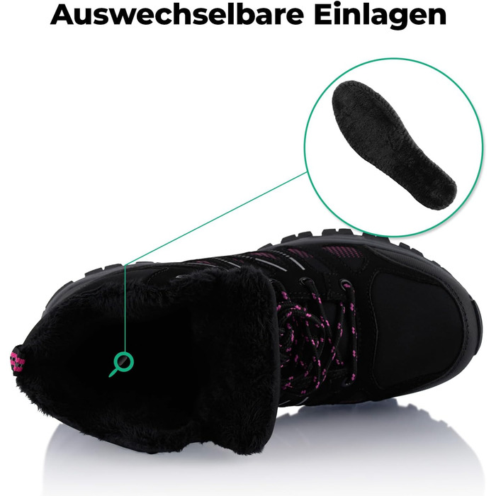 Черевики для піших прогулянок Softshell для жінок та чоловіків, зимові, утеплені, чорно-рожеві (36 EU)