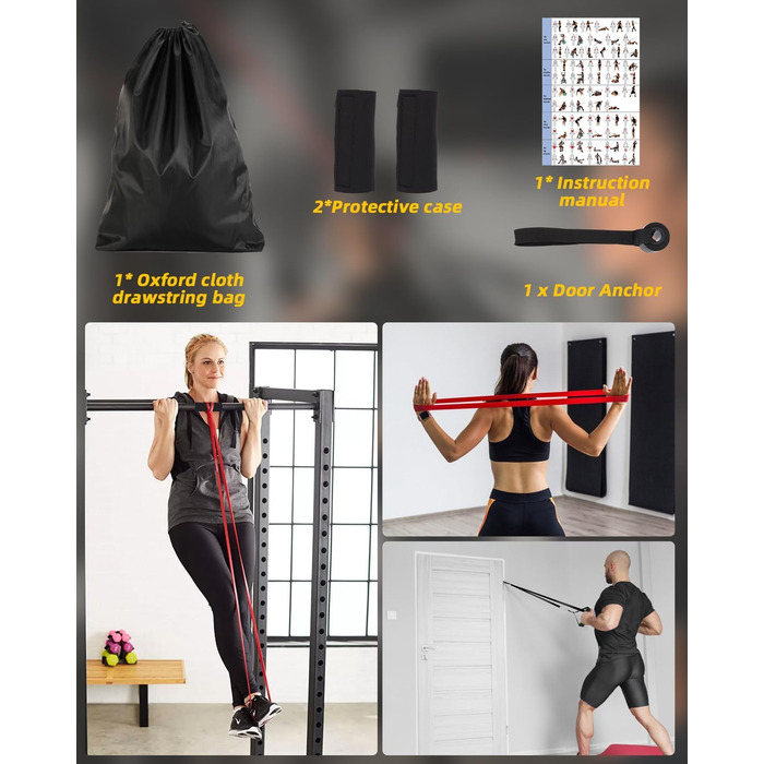 Набір еластичних стрічок FAOKZE для фітнесу, йоги, стрейчингу та силових тренувань (5 шт.)