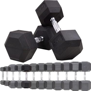 Гантелі шестигранні Miweba Sports HGH100 2,5-30 кг, пара, чавунні, з ергономічною ручкою, професійний набір гантелей