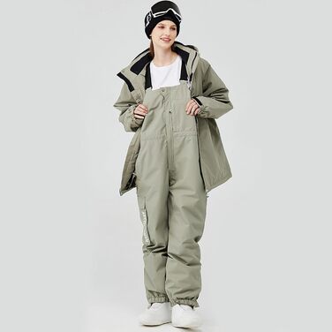 Комплект зимового костюма HOUZONIY: куртка та штани для катання на лижах та сноуборді, водонепроникний, знімний капюшон, кольори: 384 (хакі) + 2021 (чорний)