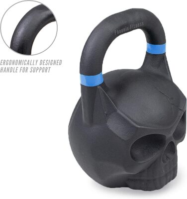 Гиря Phoenix Fitness Skull з важкого чавуну для фітнесу, бодібілдингу, силових та кардіо тренувань, професійне обладнання для дому та спортзалу, 12/16/20/24 кг