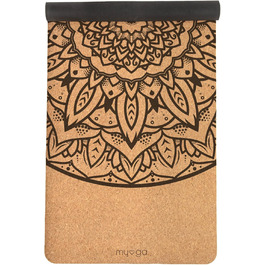 Йога мат Myga XL Kork: 200x70 см, 6 мм, з натуральної кори, протиковзаюча, для йоги, пілатесу, медитації та фітнесу. Малюнок мандала