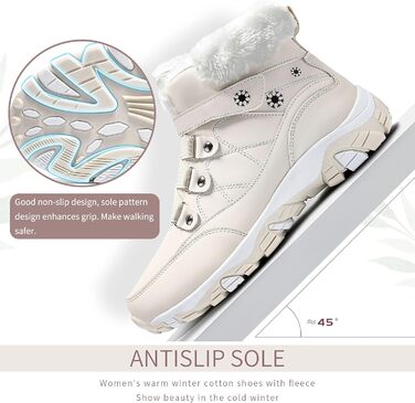 Зимові черевики ASHION для жінок: теплі, водонепроникні, для трекінгу та прогулянок на снігу. Розмір 40 EU, бежевий колір