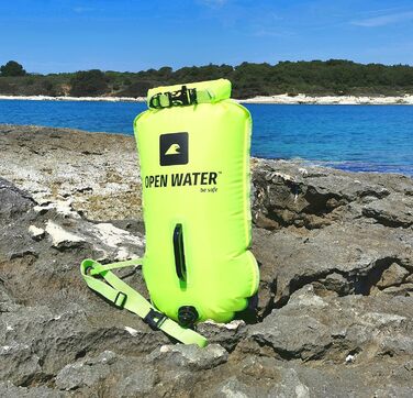 Надувна рятувальна бойовка OPENWATER XL, 28L, неонова зелена - велика плавуча платформа з кишенею
