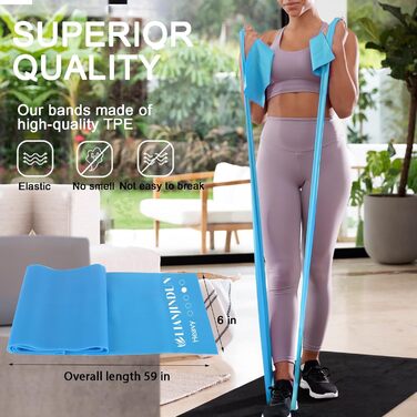 Набір гумових еспандерів 10 шт. (5 стрічок + 5 петель) без латексу для фітнесу та реабілітації (4.5-18 кг, градієнт синього)