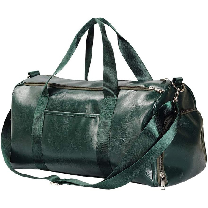Спортивна сумка з відділенням для взуття та мокрих речей, дорожня сумка з PU шкіри, велика, водонепроникна, для фітнесу, подорожей, спортзалу, чоловіча/жіноча (Зелена)