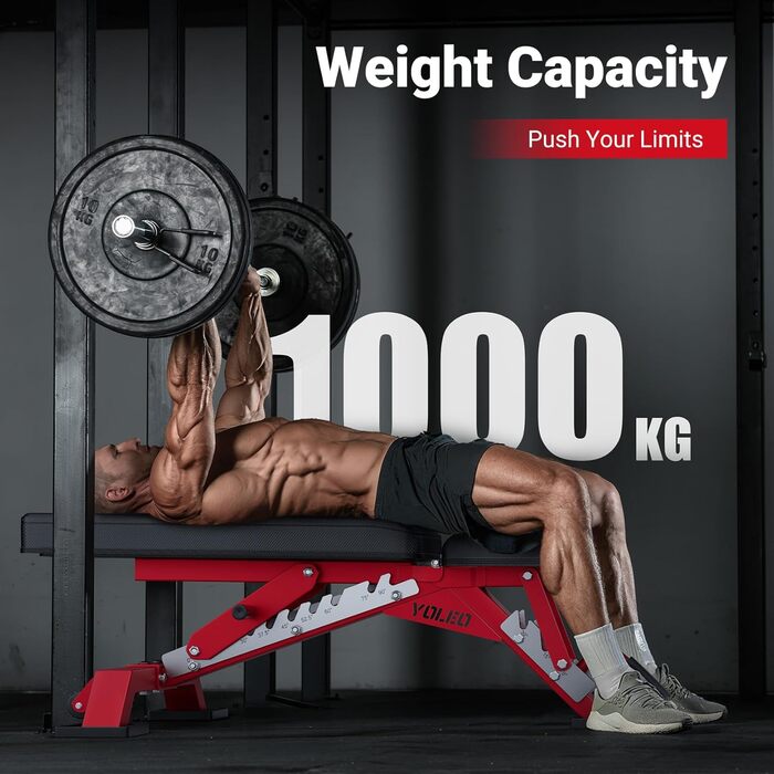Лежанка для тренажерів YOLEO, професійна, регулюється, до 1000 кг, зі спинкою, що регулюється, для дому