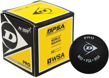 М'яч для сквошу Dunlop Sports Pro XX, подвійна жовта точка, чорний, 12 шт.