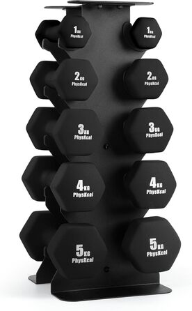 Набір гантелей Kurzhandel-Set 30 кг з підставкою для дому та фітнес-залу | Küstenbrise (повний чорний)