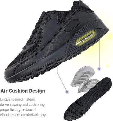 Кросівки для бігу Hitmars: чоловічі та жіночі, зручні, легкі, з повітряною подушкою, чорно-зелені, розміри EU36-EU47