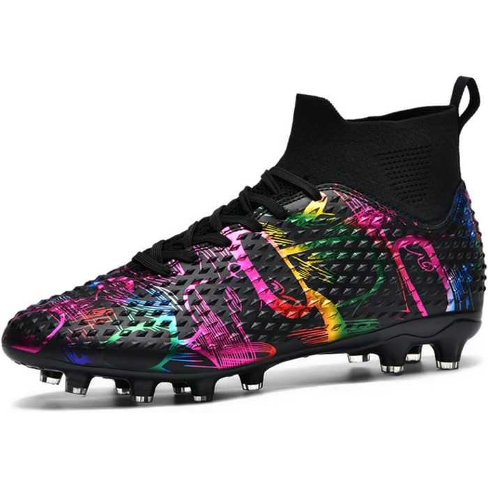 Футбольні бутси Graffiti AG Nocken: Чорні бутси для гри на штучному покритті, високі, з високою тракцією та комфортом, розмір 38 EU