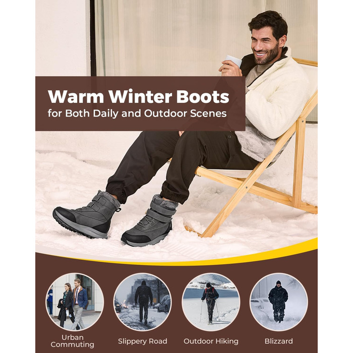 Черевики зимові чоловічі FitVille широкі (X-Weit) теплі водонепроникні сірі (42.5 EU)