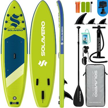 SUP дошка Solavero надувна з веслом та аксесуарами, 323x83x15 см, до 200 кг, блакитно-зелена, для початківців та сім'ї