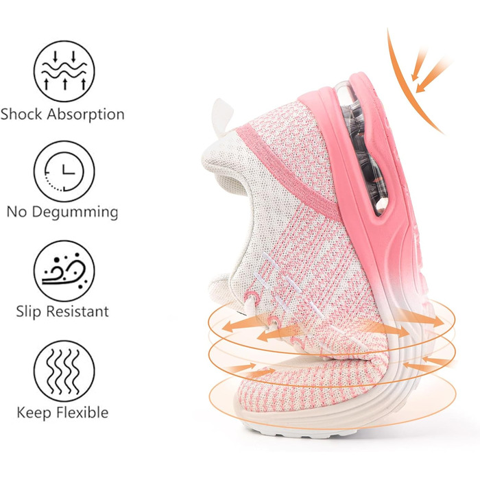 Жіночі кросівки для бігу Hitmars: спортивні, дихаючі, з амортизацією, неслизькі, легкі, для бігу по вулицях, фітнесу, ходьби, розмір EU 36-42, рожевий колір, 39 EU