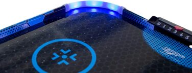 Airhockey стіл Aurora-XT від Carromco – великий стіл для аір-хокею з LED підсвіткою для дітей та дорослих від 7 років, 131x62x79 см, з LED шайбами та пушером, блок живлення