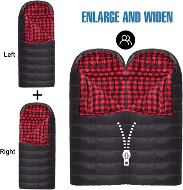 Спальний мішок Outdoor Flanell Warmer для туризму та кемпінгу. Бавовняне внутрішнє покриття, теплий, для 3-4 сезонів, XXL, -1°C, 230x90 см, чорний, на блискавці