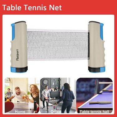 Набір для пінг-понгу FBSPORT: 2 ракетки, 6 м'ячів, сітка, сумка. Підходить для початківців та досвідчених гравців. Сірий колір