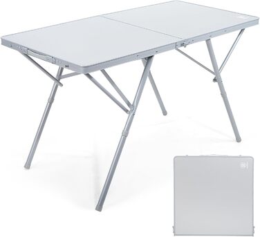 Складаний столик для кемпінгу EVER ADVANCED 120x60 см, XL для 4-6 осіб, білий