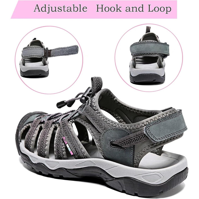 Чоловічі та жіночі шкіряні сандалії для пляжу, трекінгу та активного відпочинку. Літні сандалії для ходьби, розмір 36-46, чорний колір.