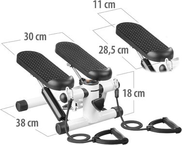 Еліптичний тренажер PEARL Sports Mini-Stepper з комп'ютером, дисплеєм та гумовими стрічками, до 100 кг. Для дому, фітнесу, пресування живота