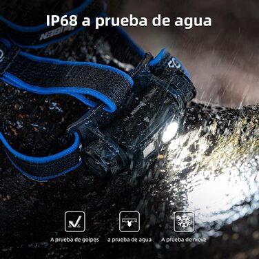 Налобний ліхтар WUBEN LED 1200 Люмен, акумуляторний USB, 10 режимів роботи, водонепроникний IP68, компактний ліхтар для кемпінгу, полювання та бігу