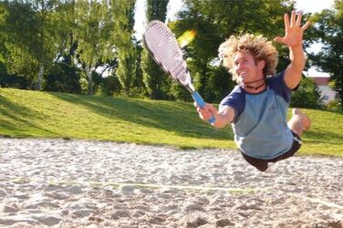 Бадмінтонний набір Speedminton сріблясто-червоний-чорний, ракетки та воланчики