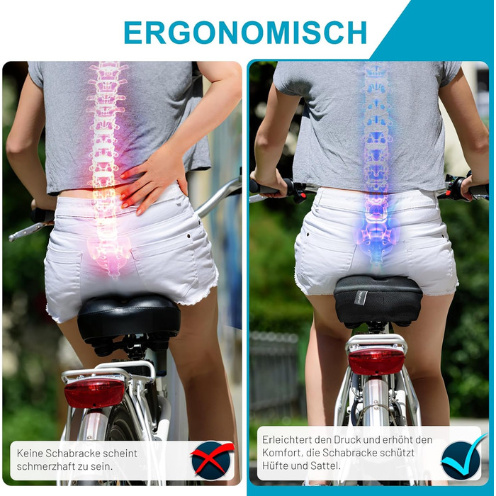 Покриття для велосипедного сидіння з двошаровою піною Memory Foam, ергономічне крісло для велосипеда, для жінок та чоловіків. Підходить для більшості велосипедів. Будь ласка, виміряйте сидіння перед покупкою. Похибка не більше 1,5 см (YG52)