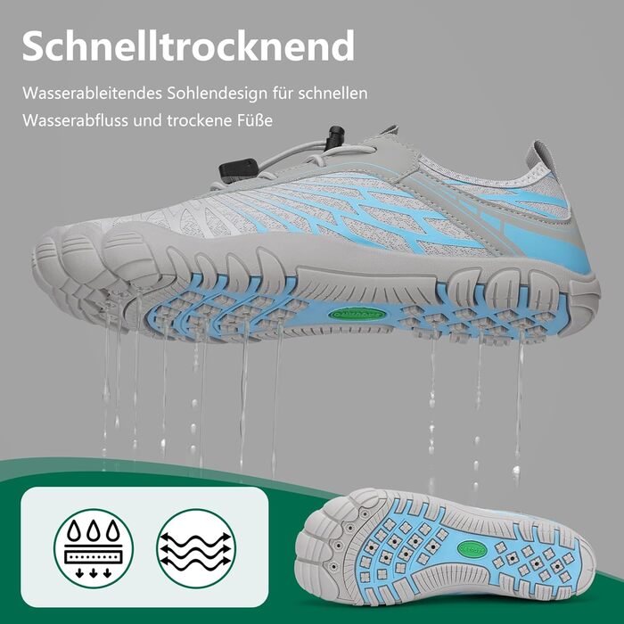 Жіночі шкарпетки-сліпони SAGUARO: легкі, дихаючі, швидко сохнуть, широка носова частина, розмір 35-43, сірий колір