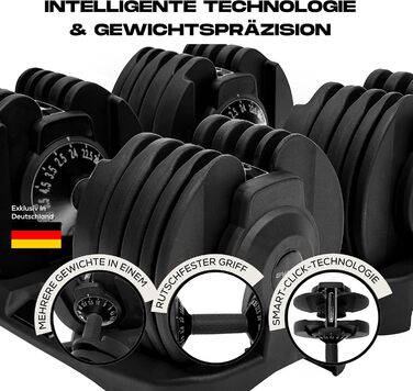 Регульований набір гантелей BRAINGAIN 15/17 пар | 24/40 кг | Smart Click-технологія | Домашній фітнес | Місцеекономний дизайн