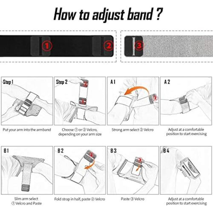 Спортивний браслет для телефону Haissky з кишенькою для навушників (6.9 дюйми) - сірий