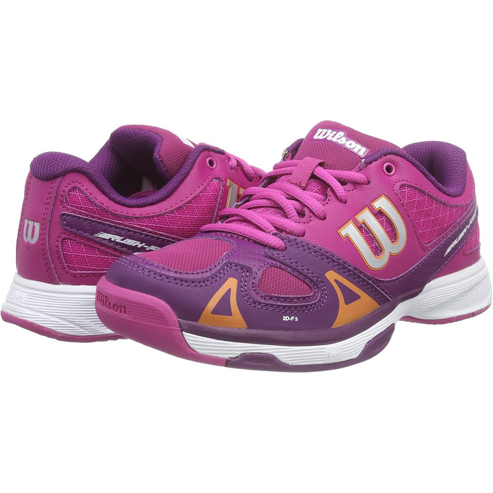 Тенісні кросівки Wilson RUSH PRO Unisex для дітей, 39 EU, кольори Fiesta Pink, Wilson Dark Plumberry, Clementin