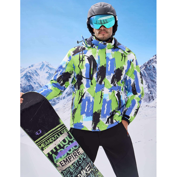 Чоловіча водонепроникна лижна куртка WUFU, тепла зимова модель, вітрозахисний Windbreaker Hebau (XL, Digitaldruck-02)