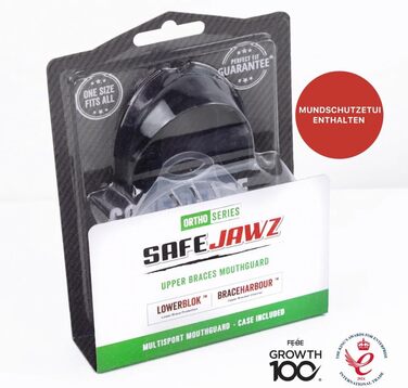 Захист для зубів SafeJawz Sport для брекетів, універсальний розмір, чорний