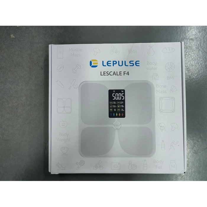 Розумна ваги Lepulse Lescale F4 з аналізом складу тіла, визначенням жиру та м'язової маси, ультраточна персональна вага з великим дисплеєм, 15 показників, біла