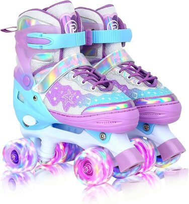 Дитячі ролики PUMVEX з регулюванням розміру, 8 світлових коліщаток, для дівчаток та хлопчиків, ідеальний подарунок на Новий рік та день народження
