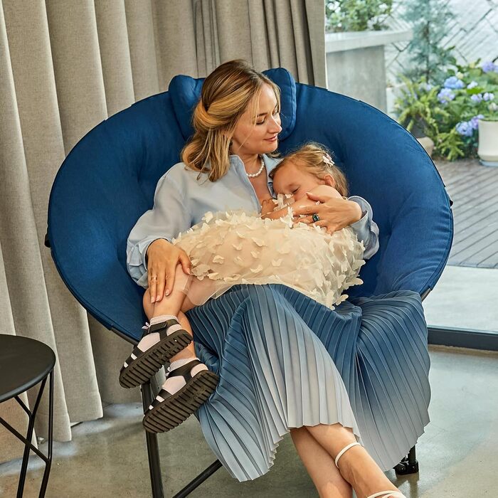 Крісло для кемпінгу EVER ADVANCED Luxus Moonchair XXL - велике розкладне крісло для відпочинку, 150 кг, блакитне