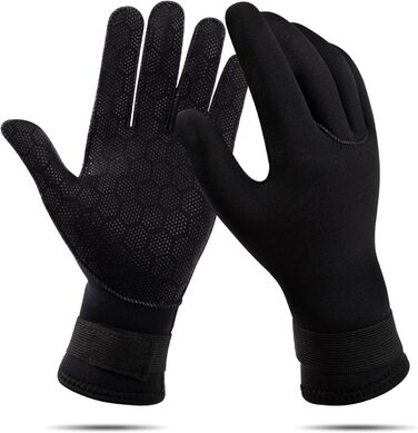 HOLEMZ Рукавички для дайвінгу 3 мм, неопренові рукавички для плавання, чорні, еластичні, регульовані, для водних видів спорту, серфінгу, снорклінгу, плавання, чоловічі, жіночі