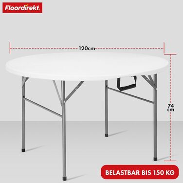 Зручний розкладний садовий стіл Floordirekt Shiga 120x60 см - пластиковий буфетний/кампінговий стіл для тераси, балкону та саду
