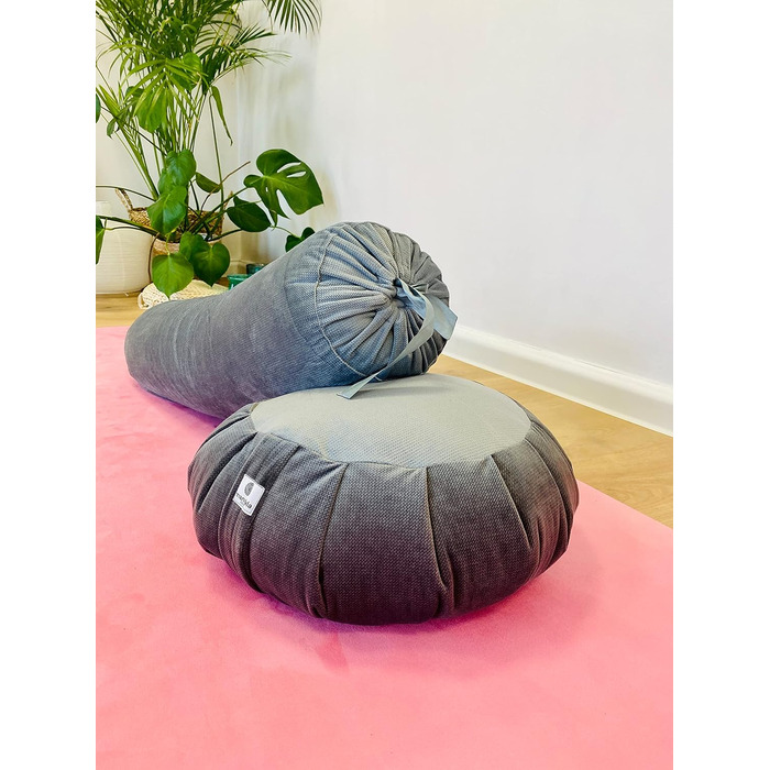 Сенсорний набір для йоги Sensory Owl: болстер, зафу, подушка для очей з наповнювачем гречка-льон, оксамитова поверхня, м'ята Moon