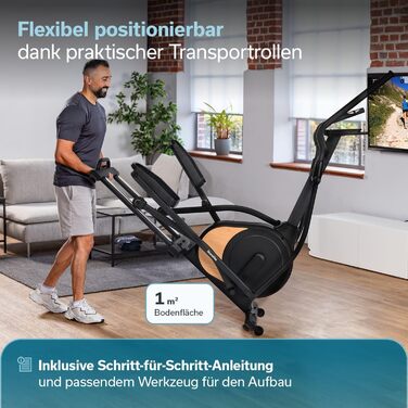 Еліптичний тренажер Skandika Crosstrainer Carbon P18: 32 рівні опору, 13 програм, LCD дисплей, сумісність з додатком, до 135 кг