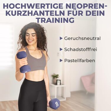 Набір гантелей HQ Germany® 9 кг (2 шт) для фітнесу та Pilates, Indigo Blue - Hanteln Set, Dumbbells, Home Gym