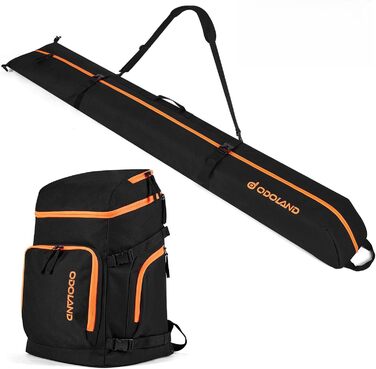 Сумка для лиж Odoland Skitasche Set: комбо для лиж та взуття, водонепроникна, до 200 см, для чоловіків та жінок (Помаранчевий)